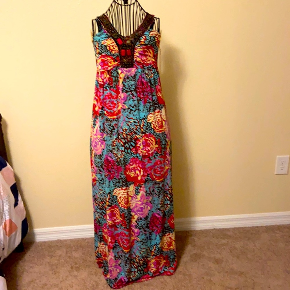 Maxi dress missing a few gems in neckline